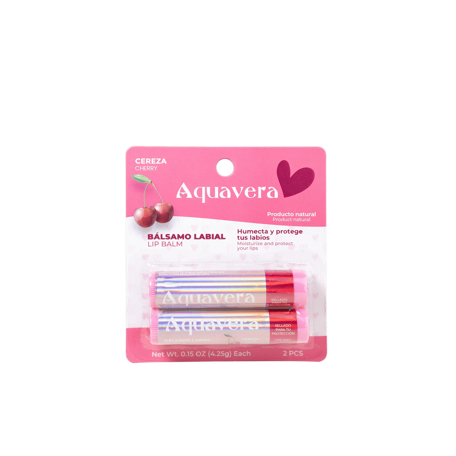 AQUAVERA BALSAMO DE LABIOS CEREZA 2 PIEZAS