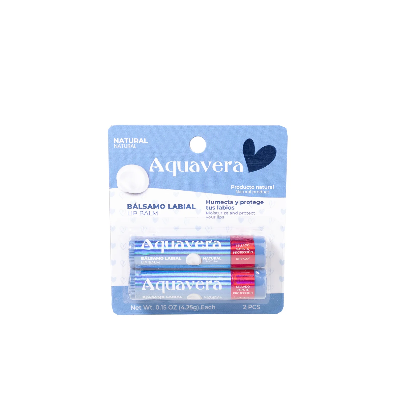 AQUAVERA BALSAMO DE LABIOS NATURAL 2 PIEZAS