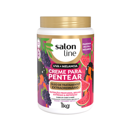 SALON LINE CREMA PARA PEINAR UVA+MELANCIA 1KG